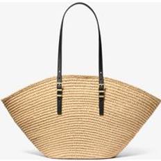 MK Isa Large Hand-Crocheted Straw Tote Bag - Natural - Michael Kors