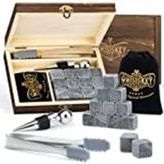 WHISISKEY - Set Whiskystenar - 12 Whisky Stenar - Whiskey Gåvoset - Present till Män - Whiskeystenar - Återanvändbara Isbitar - Presentidéer för Män - Födelsedagspresent