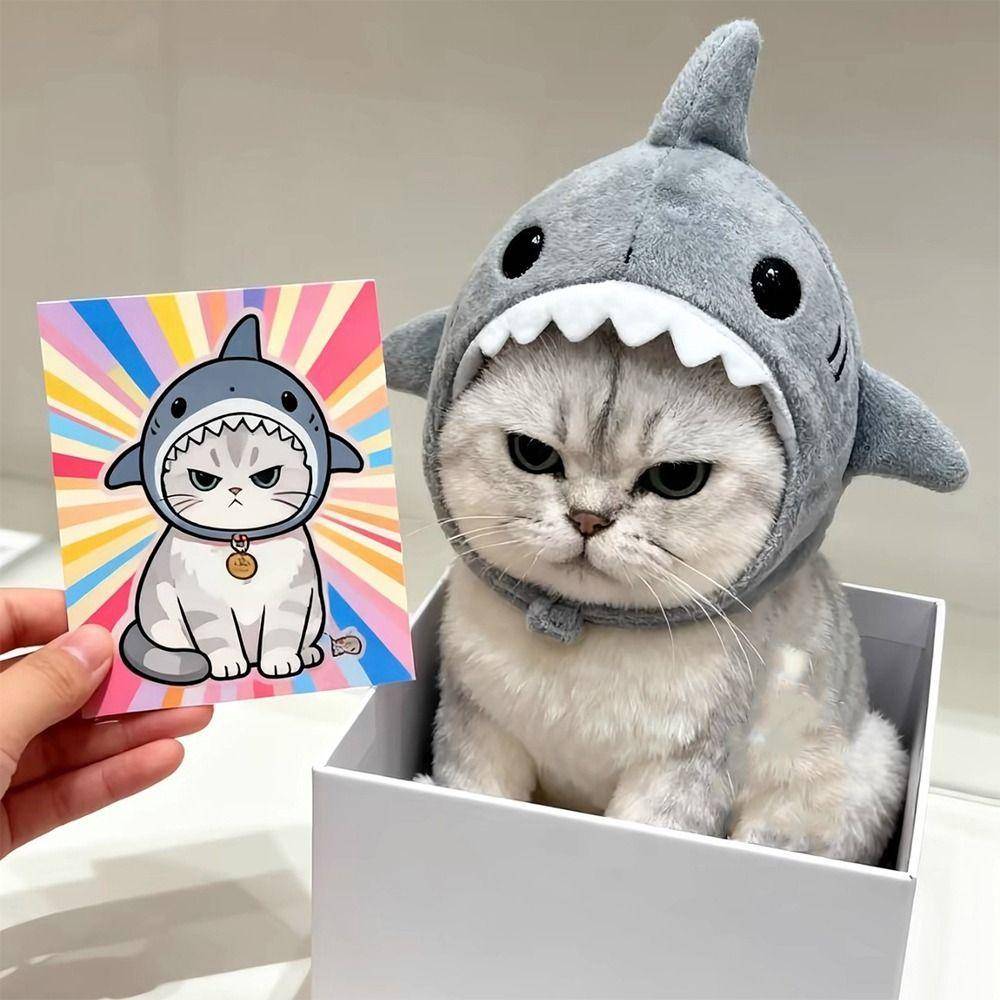 Varm Plysch Katt Haj Huvudbonad Tecknad Katt Varm Hatt Husdjur Cosplay Huvudbonad Cosplay Fest grön
