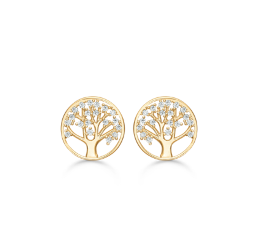 Støvring Design - ørestikkere - Livets Træ 11 mm - 14 karat guld