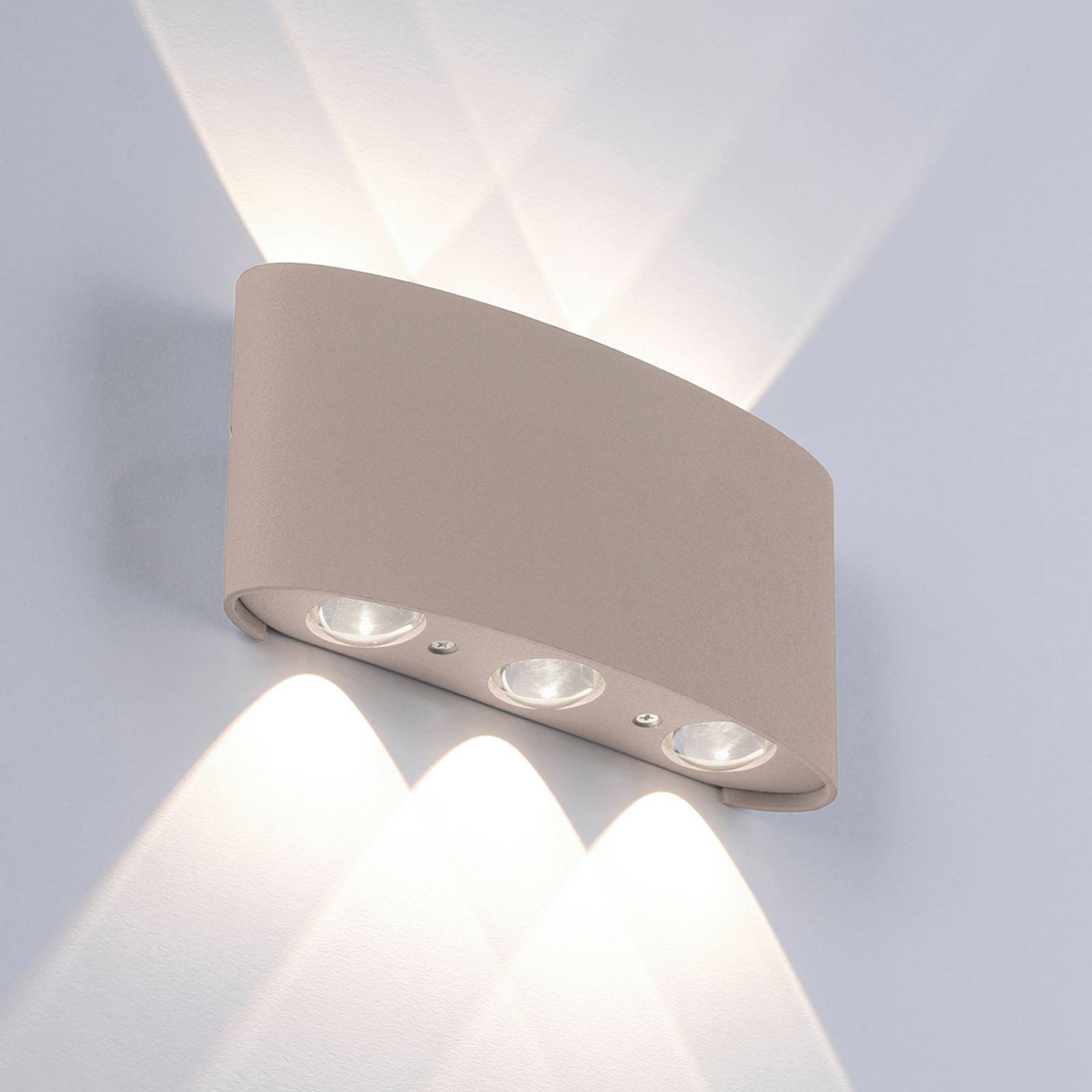 Paul Neuhaus LED utomhus vägglampa Carlo, Creme / bärnsten, Aluminium / grå / zink, Modern, LED-vägglampa utomhus