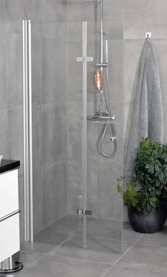 Cyclone Vikbar duschvägg 90 180 cm hög Natur (eloxiderad) Aluminium klarglas