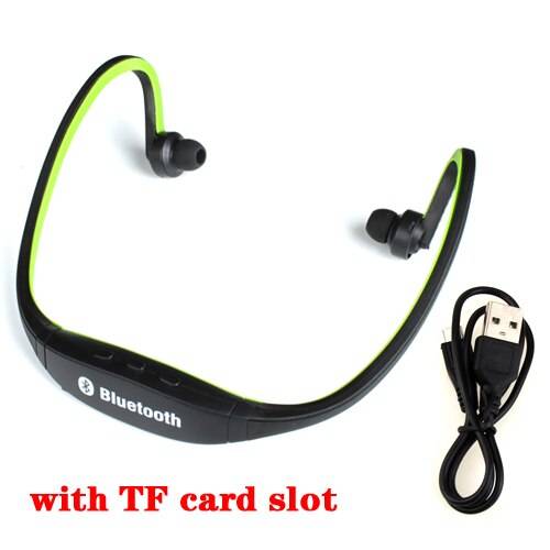 Daono s9 trådlösa hörlurar bluetooth sport musik stereo hörlurar mikrofon+micro sd kortplats - Grön