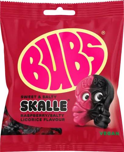 BUBS Raspberry Salty Licorice Skalle 155g