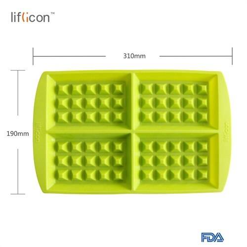 Liflicon silikon våffelmakare pan mikrovågsugn bakning cookie tårta brickor bakewares matlagning verktyg köksredskap leveranser - Våffelgrön