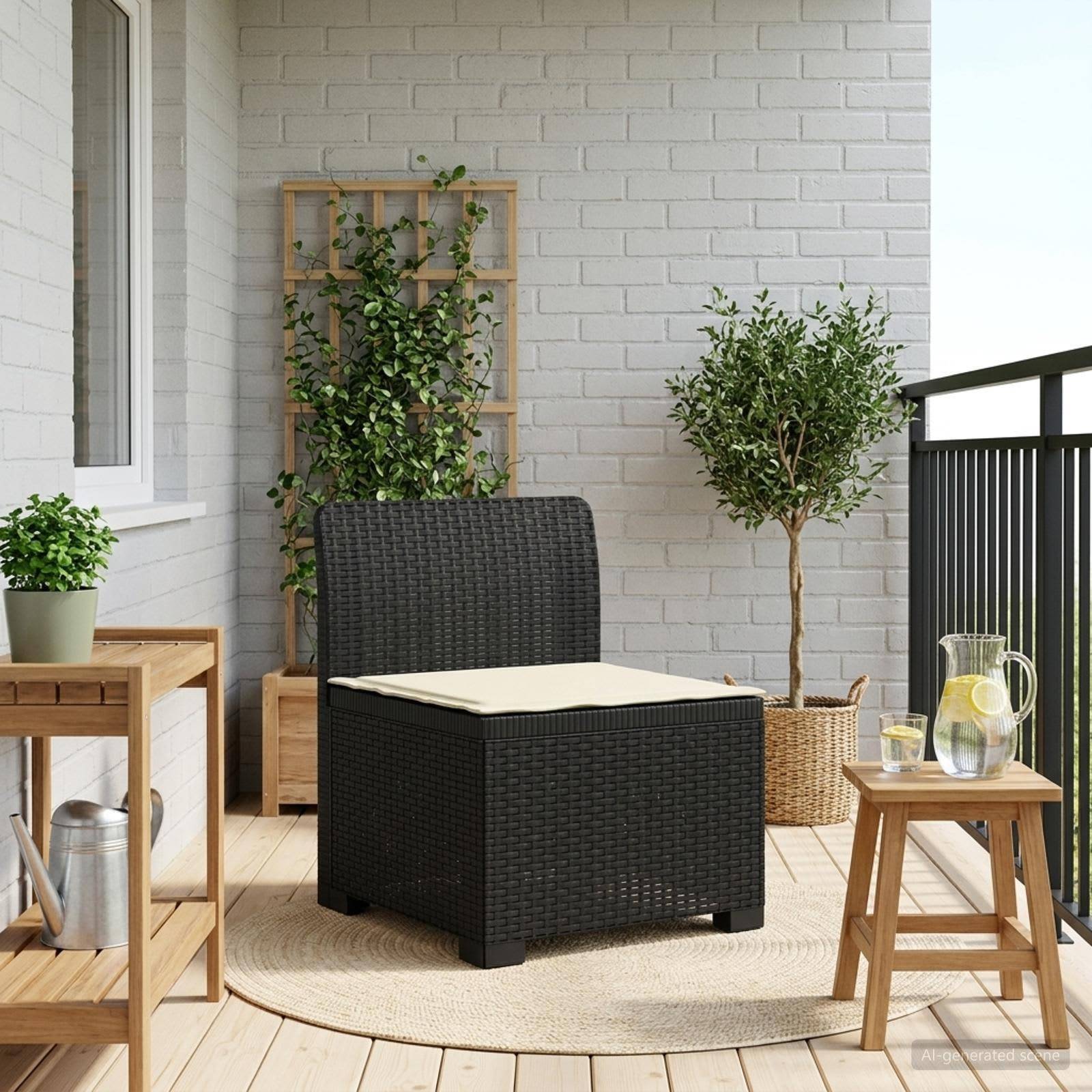 1-personers Havemøbelsofa med Pude Rattan Look PP Antracit