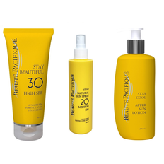 Beauté Pacifique - Stay Outside Solcreme SPF 30 + Stay Natural Sololie Spray SPF 20 + Stay Cool After Sun - Solcreme - Fri fragt og klar til levering - Prismatch