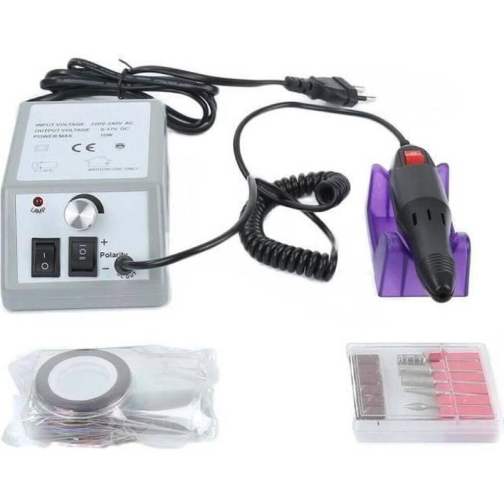 GRÅT Negleboremaskinesæt, Polermaskine, Fil, Negleboremaskine, Elektrisk Apparat, 20000 RPM, Professionel til Negle, Tånegle, Mani