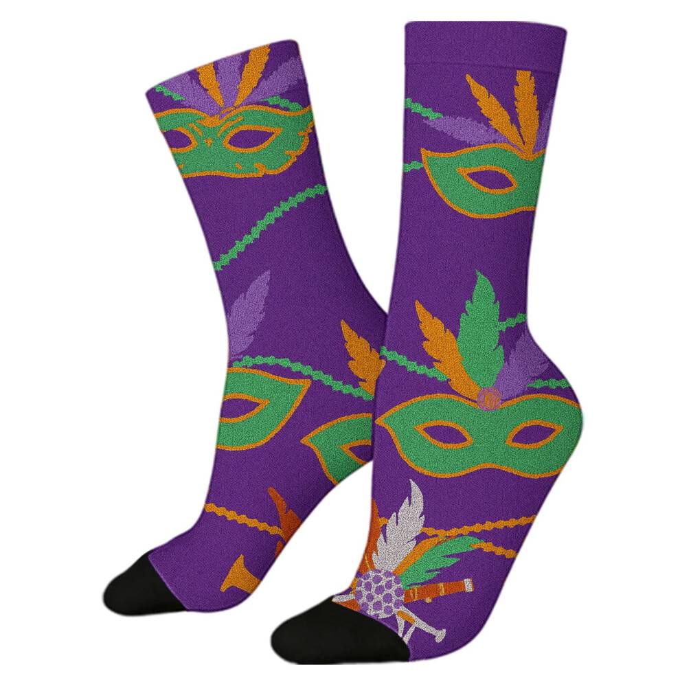 Carnival-sokker til kvinder, strikning, vintermode, atletisk fleece, sjove unisex-termosokker, lilla