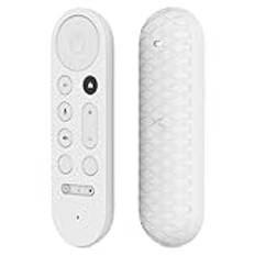 Fjärrkontroll silikonfodral kompatibelt med Google TV Streamer 4K TV 2024 för Google GY3LE, TV fjärrkontroll skyddande skal dammtät ärmhållare (endast fodral) (vit)