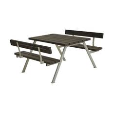 PLUS Alpha Bord/Bänkset med 2 Ryggstöd 118 cm - Svart Picknickbord Grå Plus