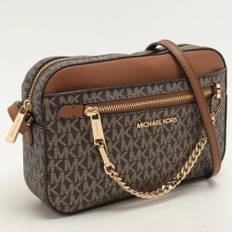 Michael Kors Pre-owned, Pre-owned, Dame, Brun, ONE SIZE, Uld, Pre-owned canvas håndtasker