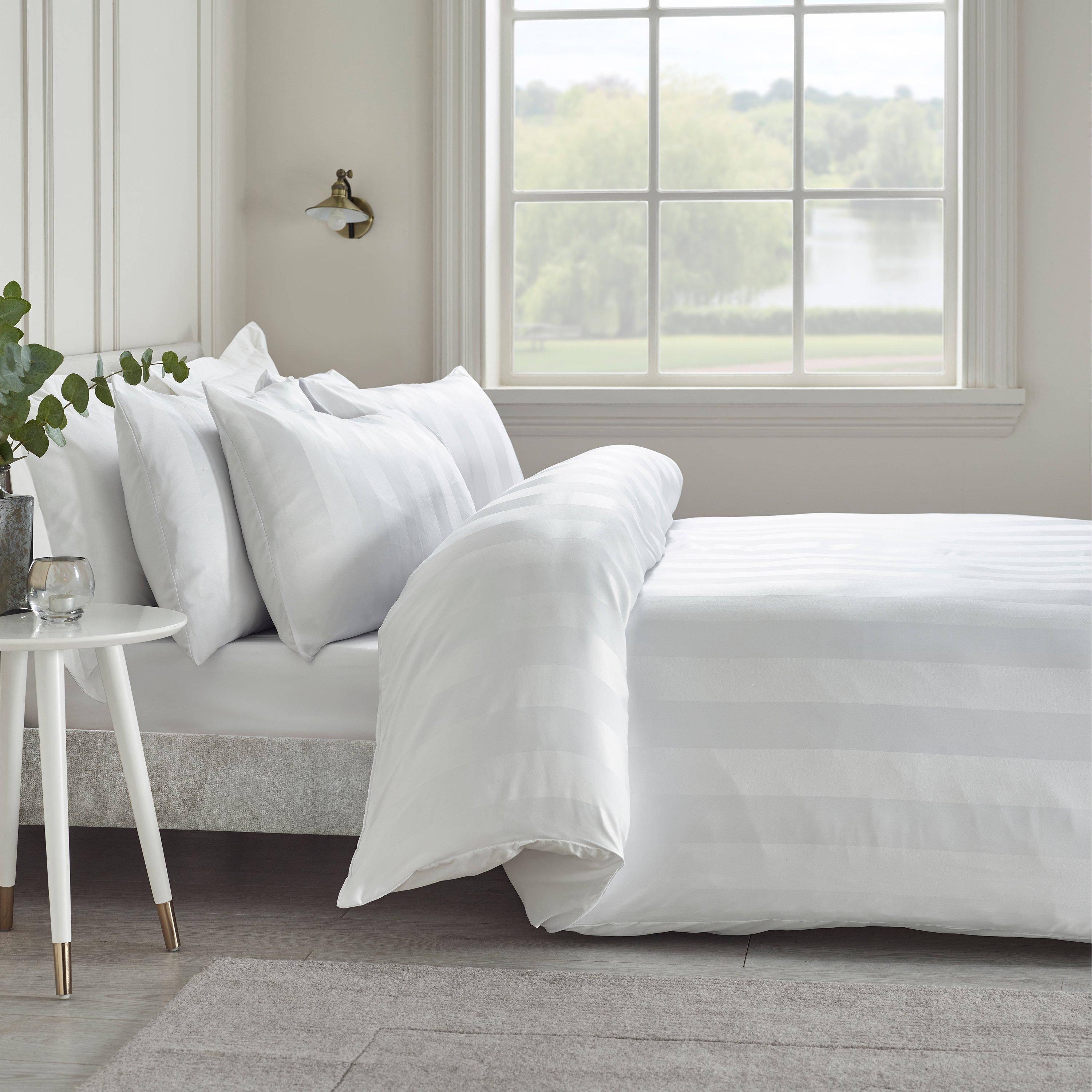 Catherine Lansfield Soft Satin Stripe Duvet Cover Set