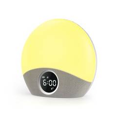 Dreamegg Nite 7 Lichtwecker Sonnenaufgang White Noise Machine mit 30 Klänge, Wake Up Light Wecker mit 5 Weckertöne und 8 Farben Nachtlicht, Schlummerfunktion Tageslichtwecker für Erwachsene Kinder