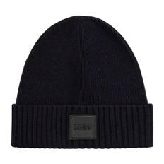 Hugo Boss, Accessoarer, Herr, Blå, ONE Size, Blå Ull Beanie Mössa