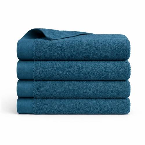 Bomulds håndklæde - 100% bomuld - Badehåndklæde 70x140 cm - Valmue - Mørkeblå.