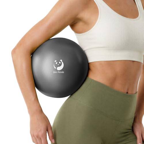 Slim Panda Pilatesballong, 23 cm anti-slip gymnastikboll med uppblåsningssugrör, mjuk yogaboll balans för seniorterapi, fitness, balansträning (svart)