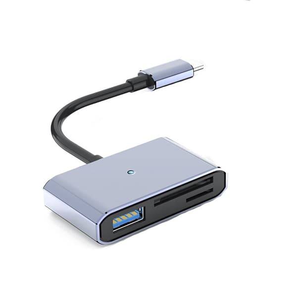 Type-C till SD/TF Dubbelkortläsare med USB-adapter - Aluminiumlegering, Snabb Dataöverföring