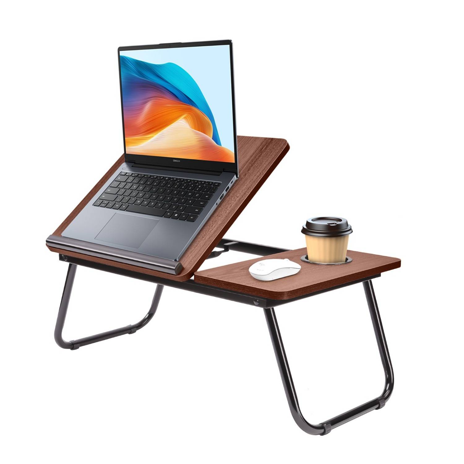 Foldable Laptop Desk, Laptop Table With Cup Holder, Height Adjustable Computer Bed Tray Table, Reading Holder Notebook Stand For Eating Reading Working