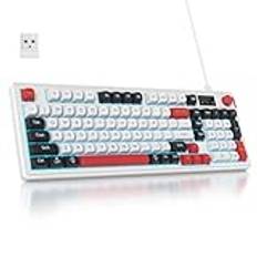 SbocKeeb 96% Trådlöst Gamingtangentbord, Tyst Membrantangentbord med Mekanisk Känsla och Numerisk Keypad, QWERTY Amerikansk Layout, Bluetooth/2.4G/USB RGB Keyboard för Kontoret