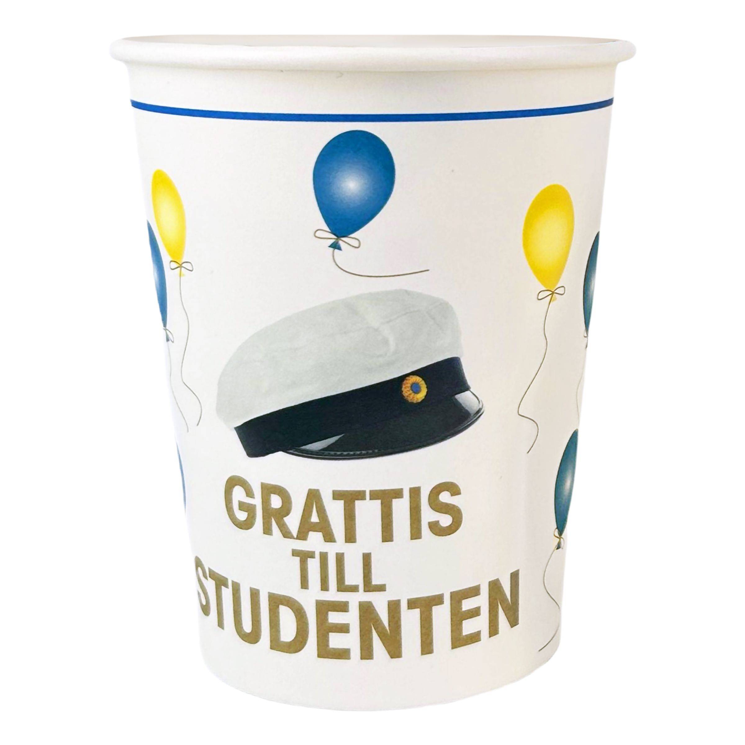 Pappersmuggar Grattis till Studenten - 8-pack