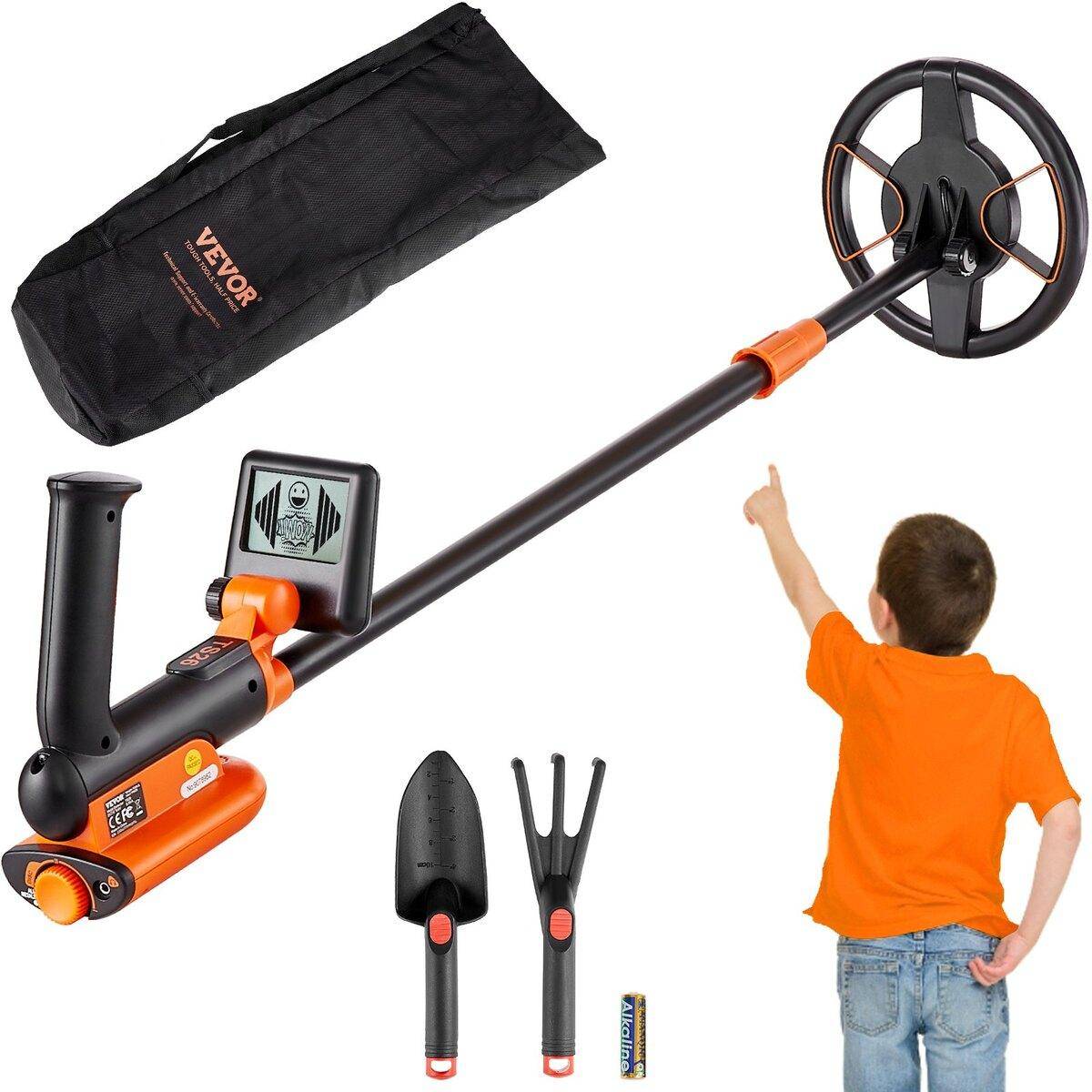 Metal Detector for Kids, 6 Inch Waterproof Search Coil with LCD Display, Adjustable 26''-36'' Gold Detector, Lightweight Carbon Fiber Stem for Junior