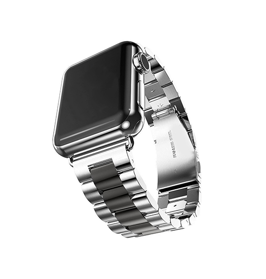 Apple Watch (42/44/SE/45/46/49mm) -  CNC Pro Rustfrit Stål Rem - Sølv/Sort