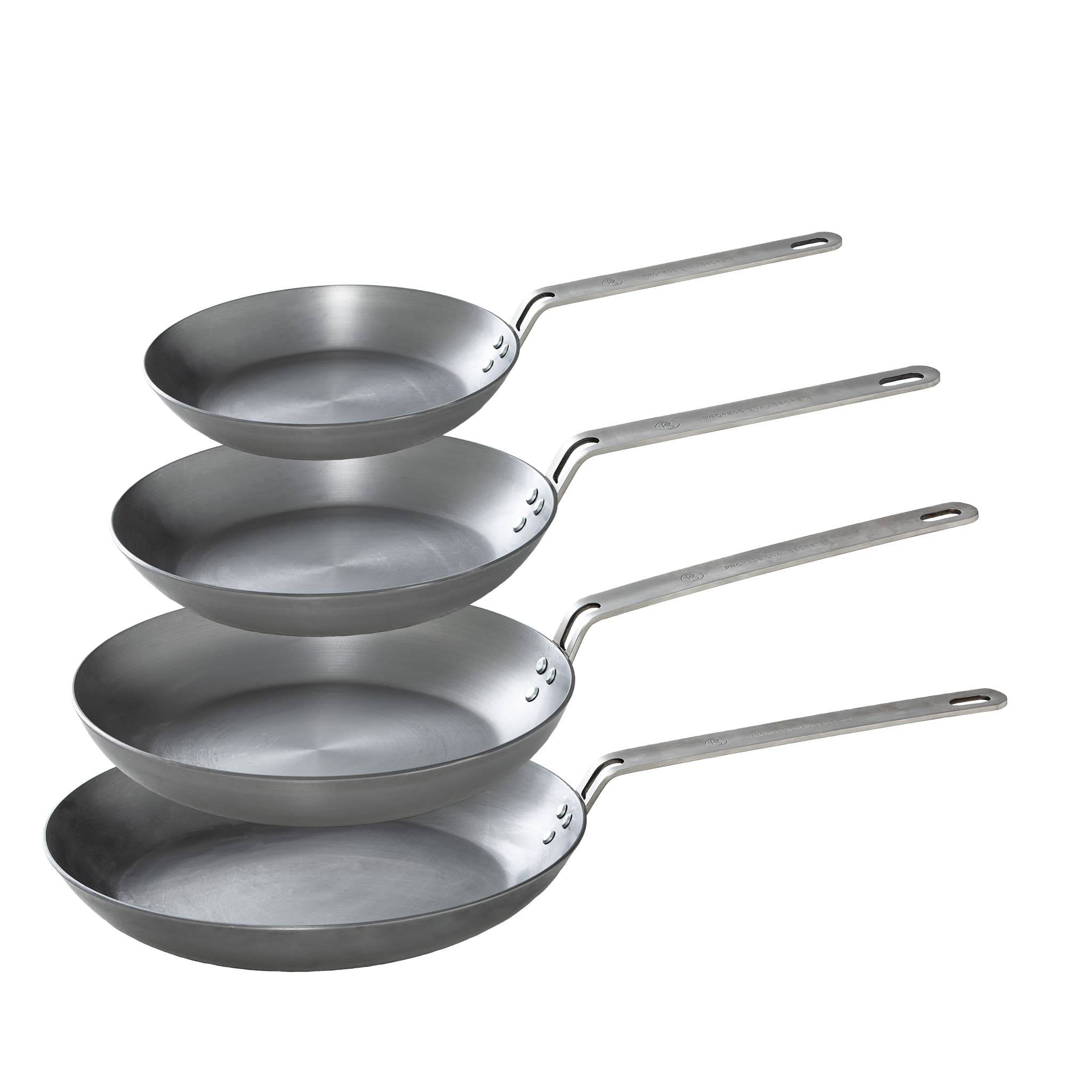Set of carbon steel frying pans: 4 pieces
