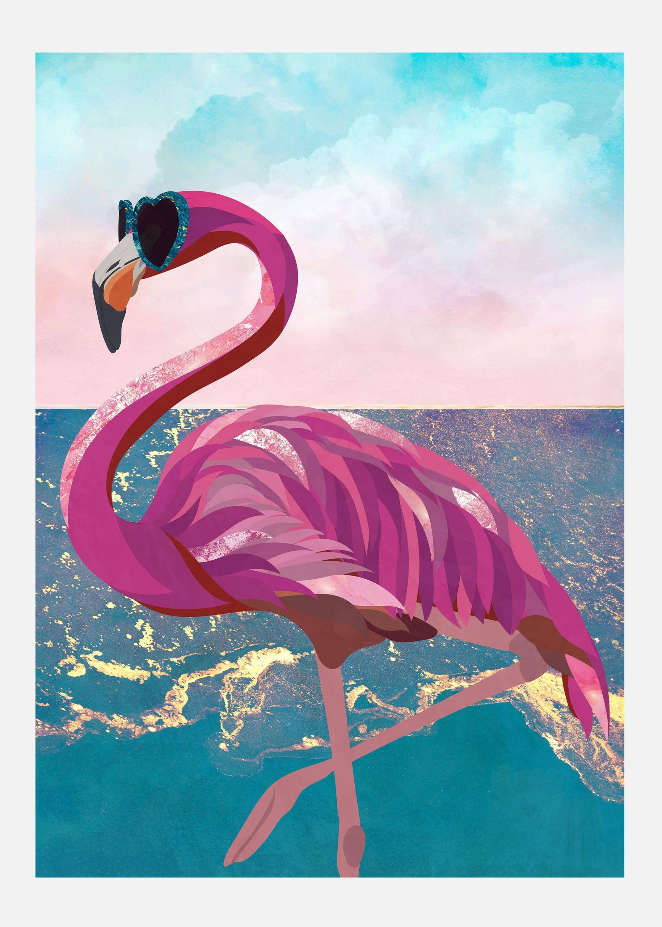 Flamingo Goes To The Beach Canvastavla (70x100 cm)