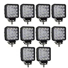AUXTINGS 10 st 10cm 48W fyrkantig spot LED-arbetsbelysning terränglastbilar SUV körd dimljus