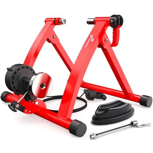 Sportneer Turbo Trainer, cykeltränare med 6 motståndsinställningar för inomhus cykeltränare, stativ, stål, cykelträning, magnetiskt stativ med brusreduceringshjul för inomhustränare