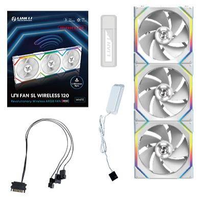 Lian Li UNI FAN SL Trådlös Omvänd, 3-pack, Vit - 120mm Skåpfläkt - Förväntad leverans: 8 arbetsdagar