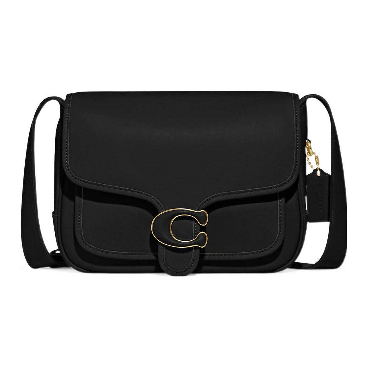 Coach Tabby 26 Solid Color Logo Flap Leather Shoulder Crossbody Bag Medium Women bags Black CK953-B4BK Basic Set (Bag+Dust Bag)