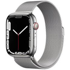 Apple Watch Series 7 Rostfritt stål 45 mm (2021) | GPS + Cellular | silver | Milanesisk armband silver