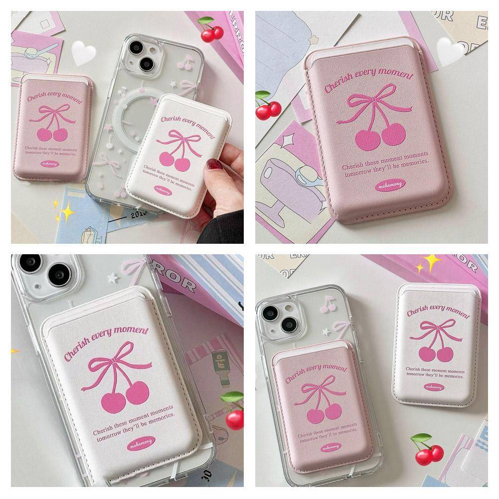 INS Cute Bowknot Stylish Wallet For Magsafe Phone Case For iPhone 16Pro Max Magnetic Wallet Card Slot Holder Phone Accessories