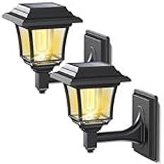 LeiDrail Solcellslampor för utomhusbruk, 2 lägen Edison Solar Vägglampa utomhus vattentät 15 lumen solcellslampor för utomhusbruk, dekorativ för staket, trädgård, hönshus, lekhus, svart (2 stycken)