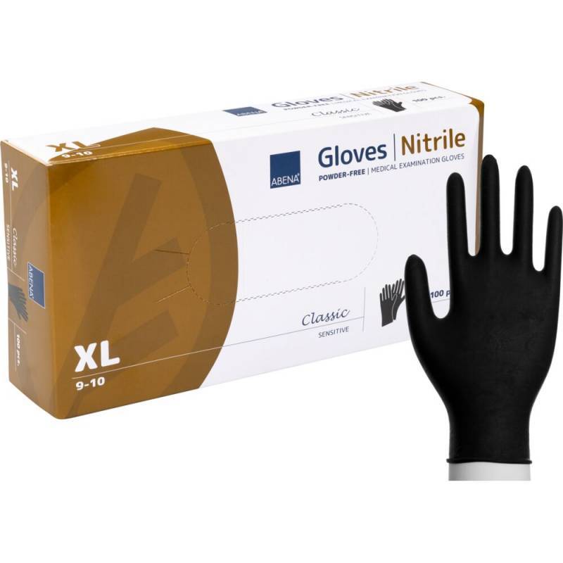 Undersøgelseshandske Classic Sensitive XL nitril pudderfri sort