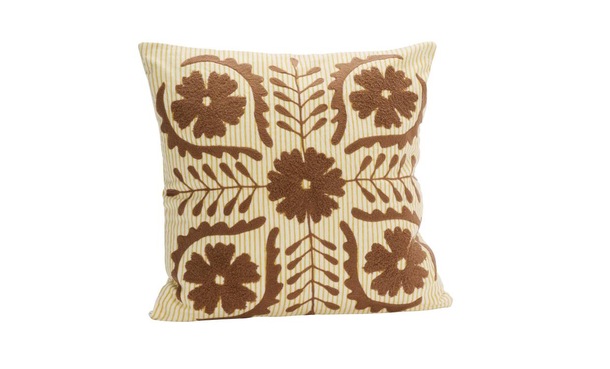 SUZANI Kuddfodral 45x45 Brun/Vit