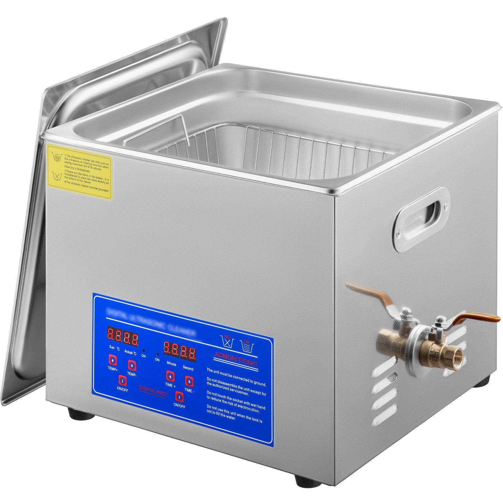 VEVOR 15L Ultrasonic Cleaner Machine Stainless Steel Ultrasonic Cleaning Machine Digital Heater Timer Jewelry Cleaning for Commercial Personal Home