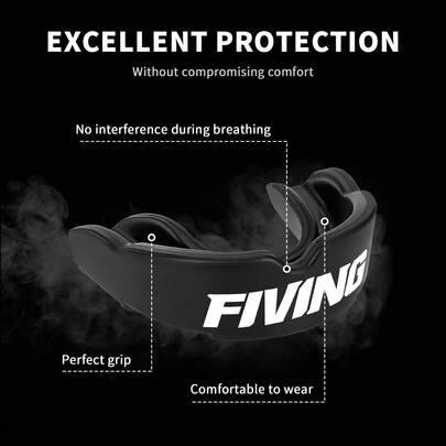 FIVING 1 st professionellt munskydd för boxning, unisex för vuxna och barn, svart snyggt tandskydd, MMA-kämpemunskydd, anpassningsbart tandskydd, spor - Multifärgad (1 svartvit M,1 svartvitt S,1 svart en storlek)