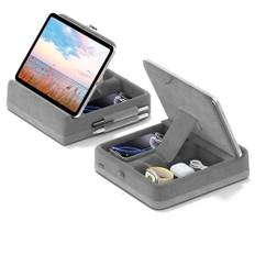 KDD Surfplatta kuddstativ med förvaring, vikbar iPad-hållare för säng, knä och skrivbord, justerbar vinkeldocka med stylfäste kompatibel med iPad Pro 12.9, 10,5, 11, Air, Mini, telefoner, böcker