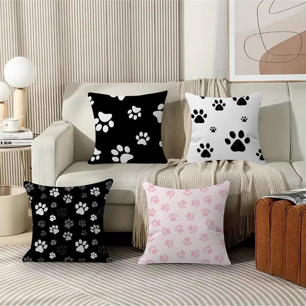Mode Svart Katt tassavtryck Kontors Kudde Kuddfodral Bilkudde Fodral XCM Ländryggskudde Soffkudde Fodral white