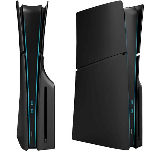ElitePlay Svart PS5 smal frontplatta skyddsfodral ersättningsplatta skal matt svart tillbehör för Playstation 5 slim modell Disc Edition