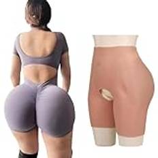 Adima Full Silikon Trosor Öppen gren Trosor Höftförstärkare Shapewear Butt Lift Shaper Control Shorts för crossdressers,Ivory,One Size