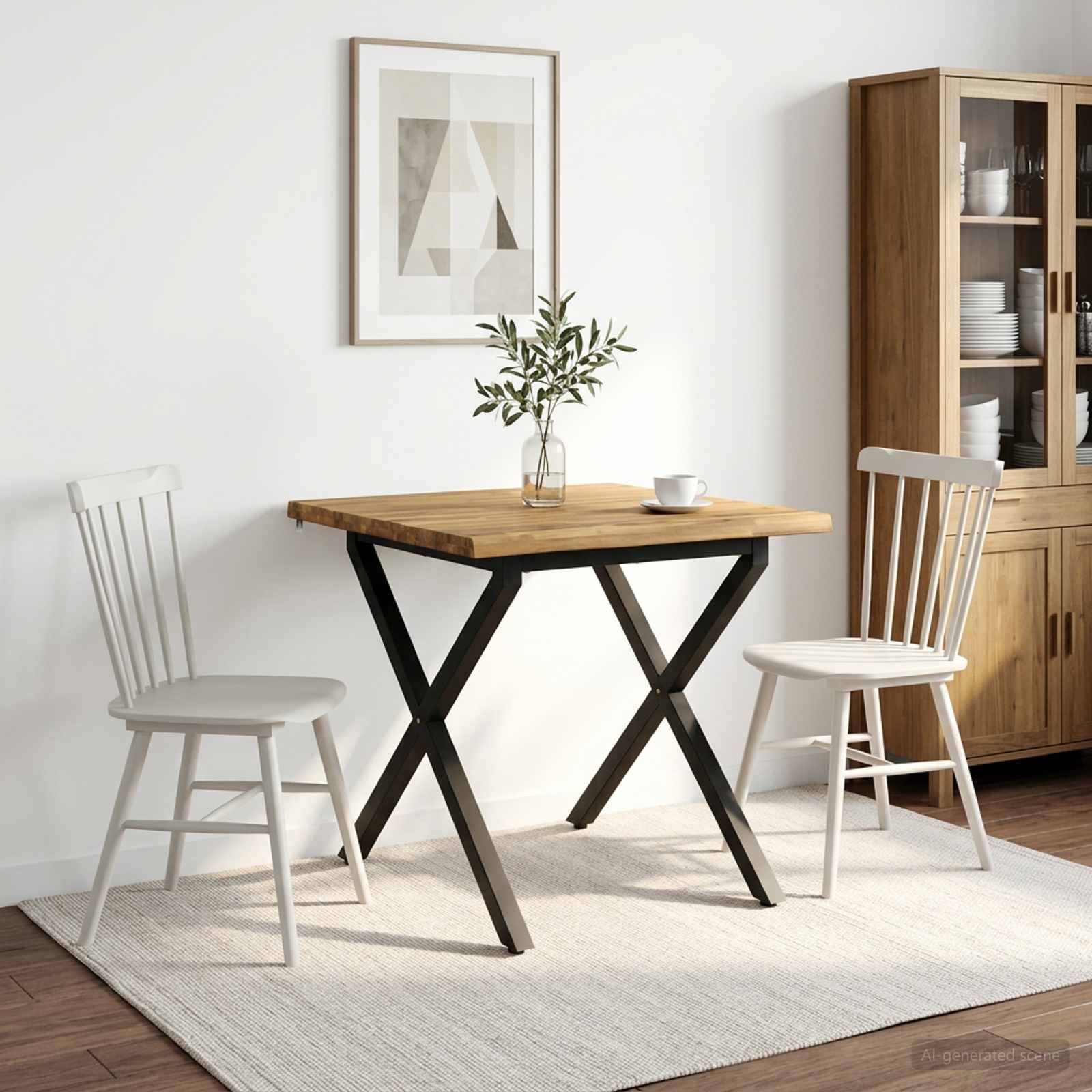 vidaXL 70 x 70 x 75 cm Massivt Akacietræ Hvid og sort Firkantet