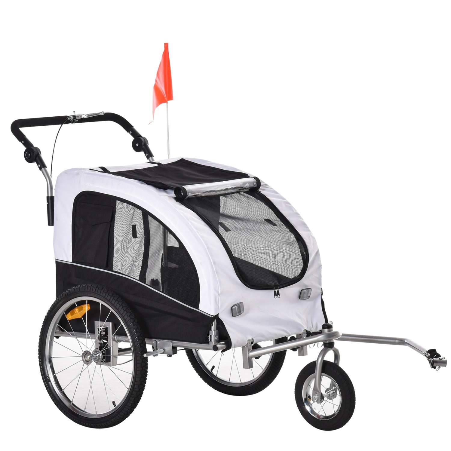 Vit+Svart Hundcykelsläp Jogger 155x83x108 cm