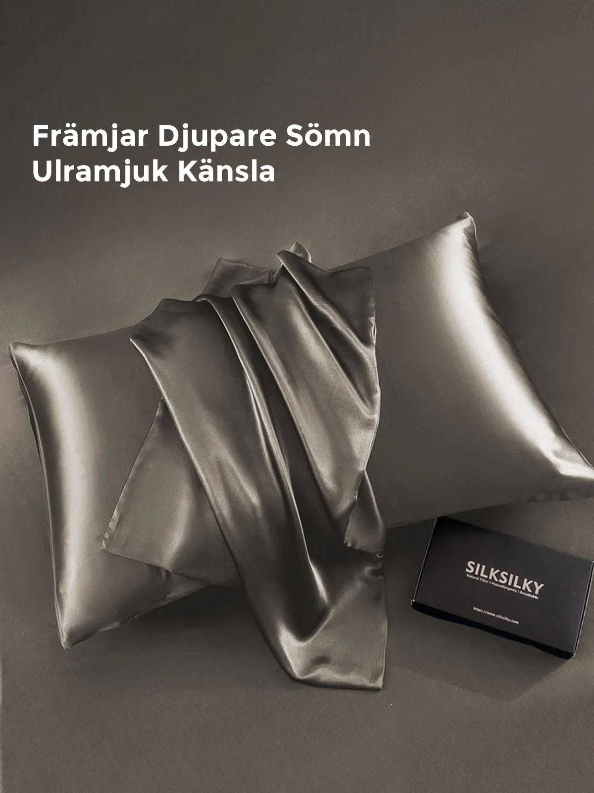 30Momme Lyxigt 100% Silke Örngott - Kuvertförslutning - Mörkgrå / 35x55cm