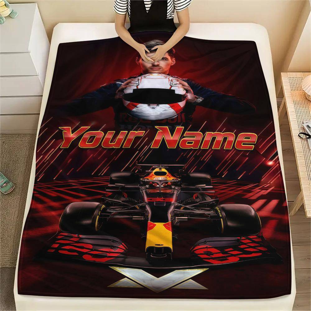 1 st Personlig Namn Max Verstappen Mönstrad Flanellfilt Lämplig För Alla Årstider för Heminredning Värme och Komfort Gåvor Semesterpresent -HE82