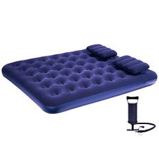 Queen size luftmadrass med kudde och pump, uppblåsbar campingsäng uppblåsbar madrass