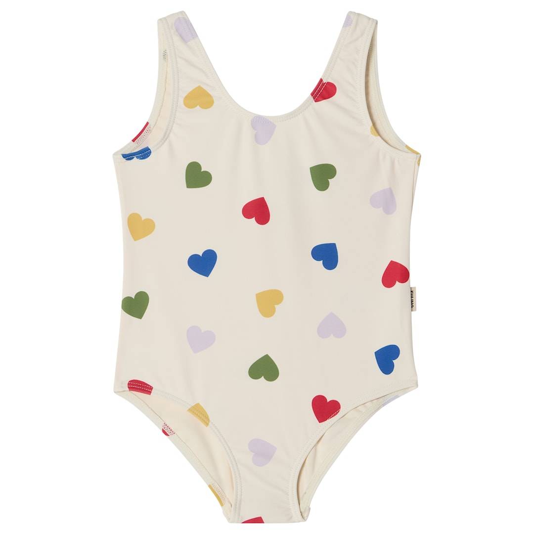 Kuling Milos UV-badedragt Rainbow Hearts Rainbow Hearts 122/128 cm Hvid 122/128 cm Drenge, Piger